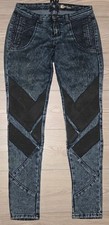 Vintage Apple Bottoms Jeans Womens 7/8 Y2K Rare Patchwork Zip Back Tie Acid Wash