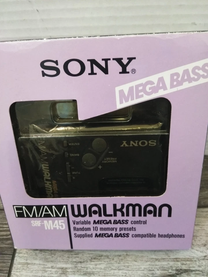 VTG. 1991 SONY Walkman SRF-M45 Mega Bass FM/AM Radio Headphones (N.O.S.) - Image 4 of 4