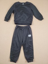 SHEIN Kids 2-Piece Tracksuit Set Black Sweatshirt  Joggers Size 4Y Boys/Girls