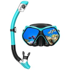 Snorkeling Gear for Adults, Snorkel Set Scuba Diving mask Dry-Top, Green