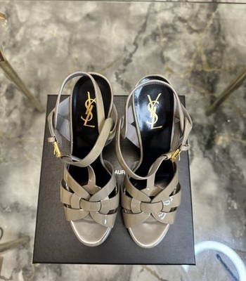 Yves Saint Laurent (FOG) Patent Tribute Platform Sandals 105mm Size 40.5