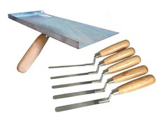 Pointing Brickwork Galvanised Hawk & 5 Stainless Steel Finger Trowel Set