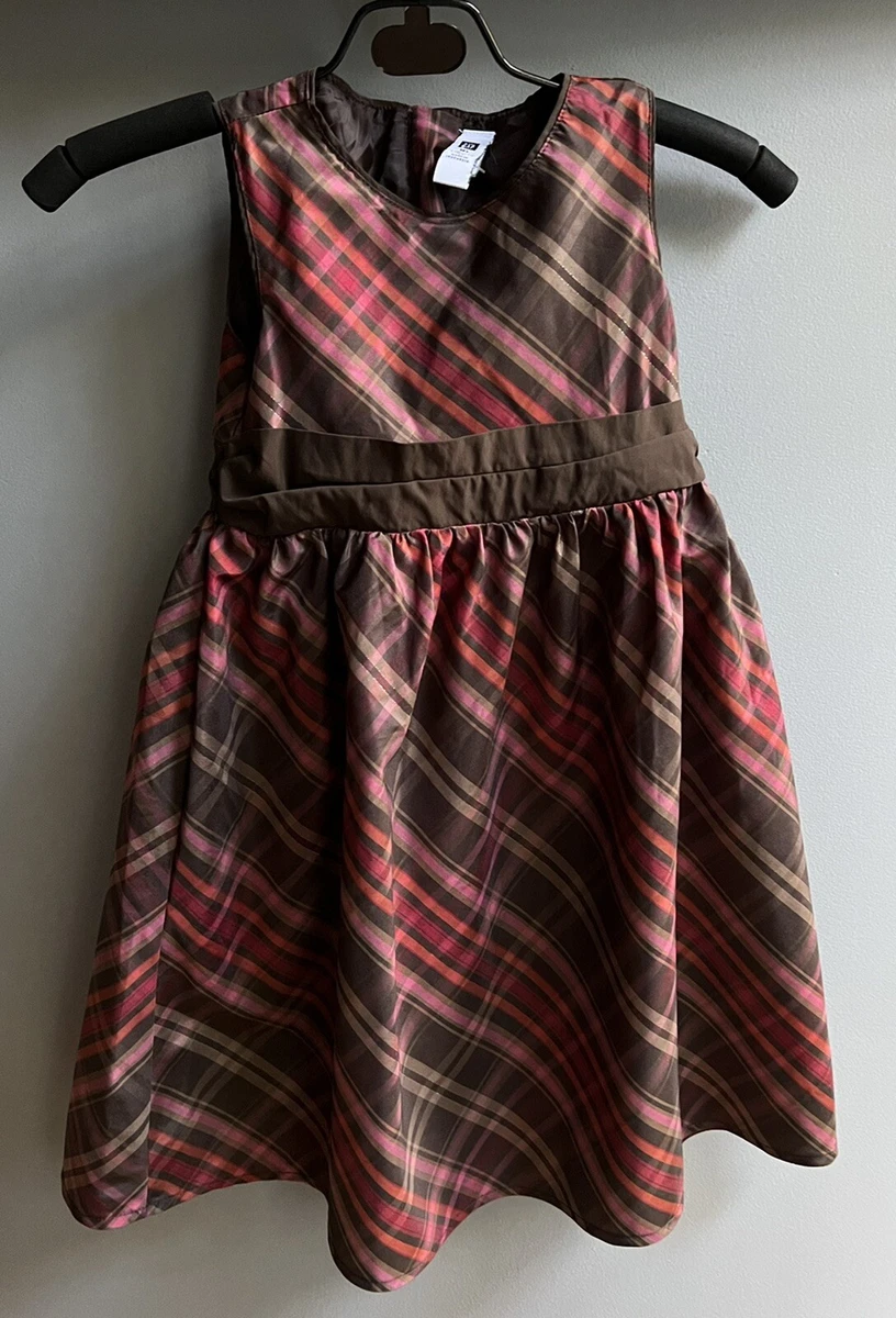 Baby GAP Toddler Girls Dress Brown Pink Plaid Hoildays Thanksgiving Christmas