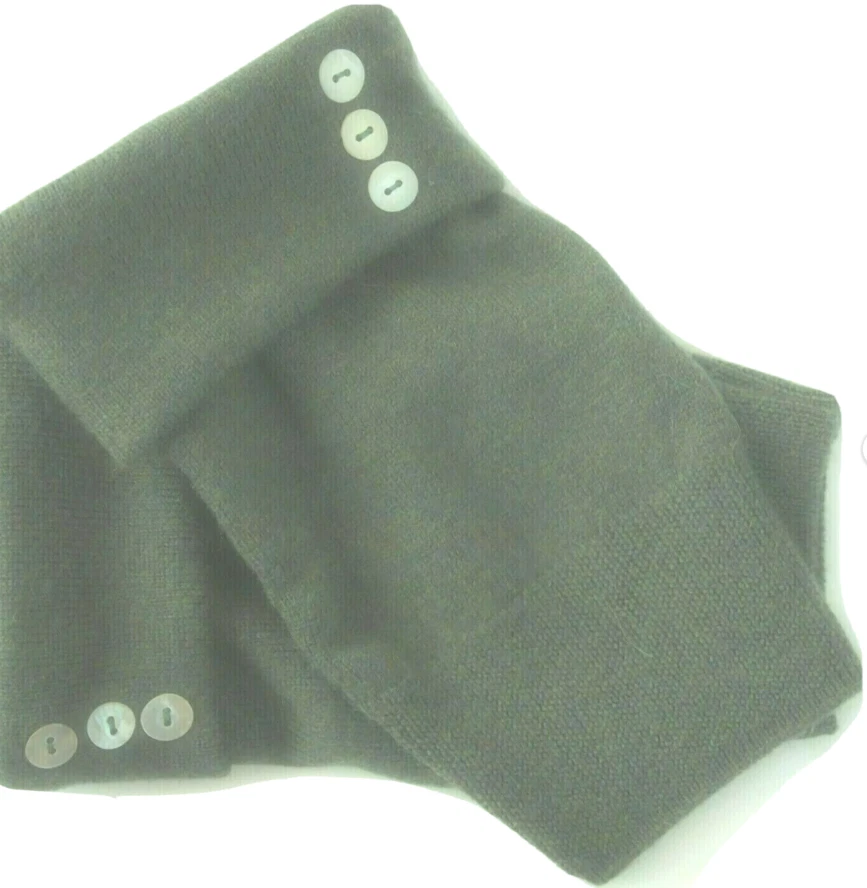 FINGERLESS GLOVES GREEN CASHMERE MERINO WOOL M - L MEDIUM - LARGE CUFFS WOMEN'S