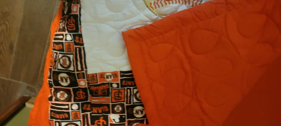 JUEGO DE 6 PIEZAS DE ROPA DE CAMA PARA CUNA HECHO/CON TELA DE GIGANTES DE SAN FRANCISCO Foto 4 de 4