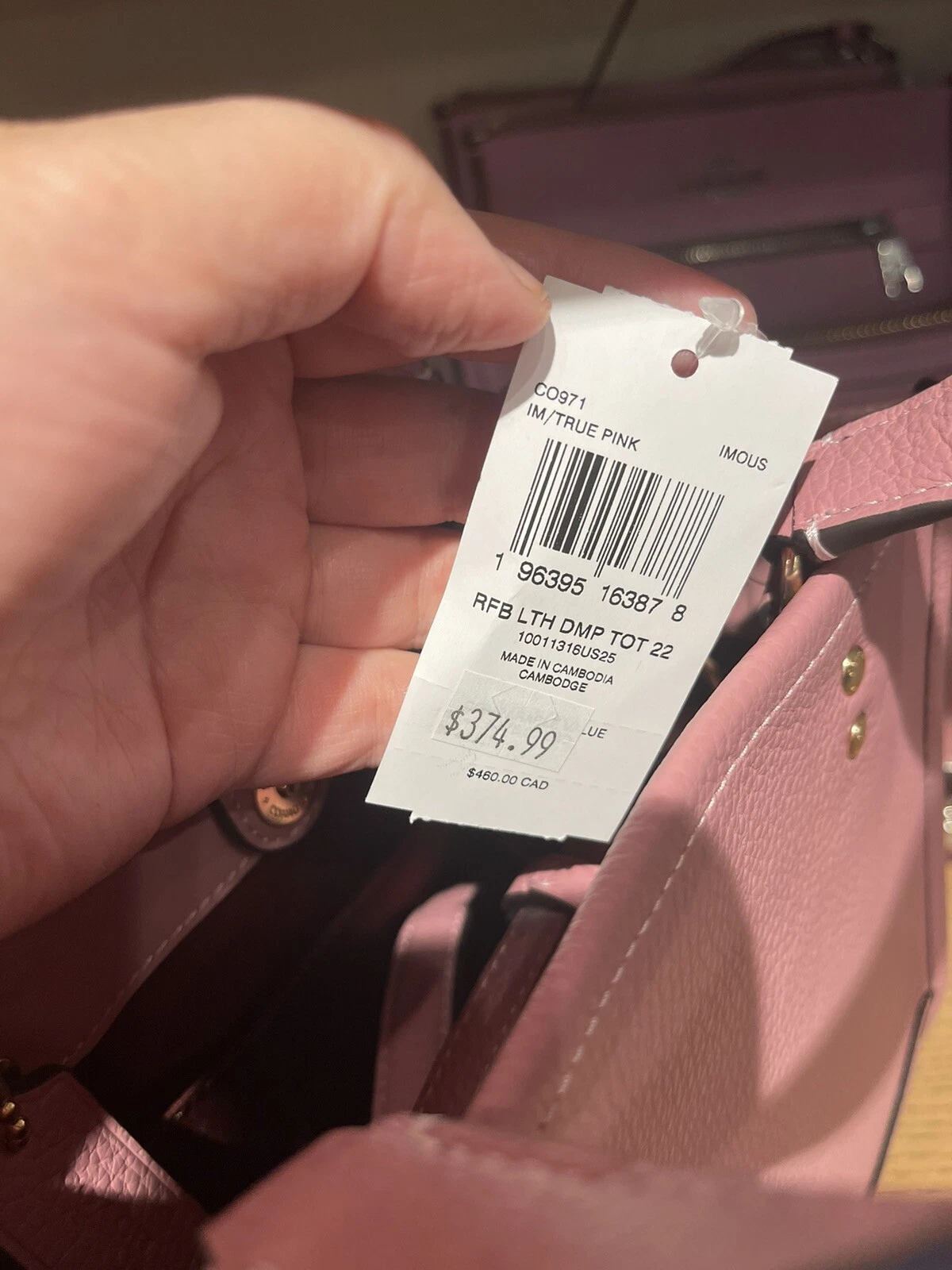 Borsa a tracolla Coach Dempsey in pelle ciottoli nuova con etichette 22 vero rosa CO971 NUOVA $378