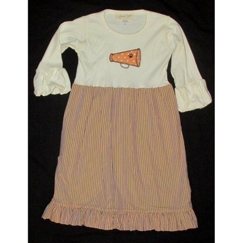 $68 New Hannah Kate 4 4T 5 KATHRYN Dress Football Orange Blue Stripes Cheer