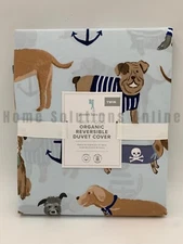 Pottery Barn Kids Salty Dog Organic Reversible Duvet Cover Twin Blue #1245
