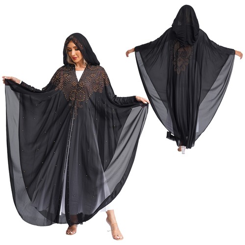 Damen Kleider Hijab Strickjacke afrikanischer Poncho heiß gebohrt Umhang transparent Morgenmantel - Bild 34 von 70