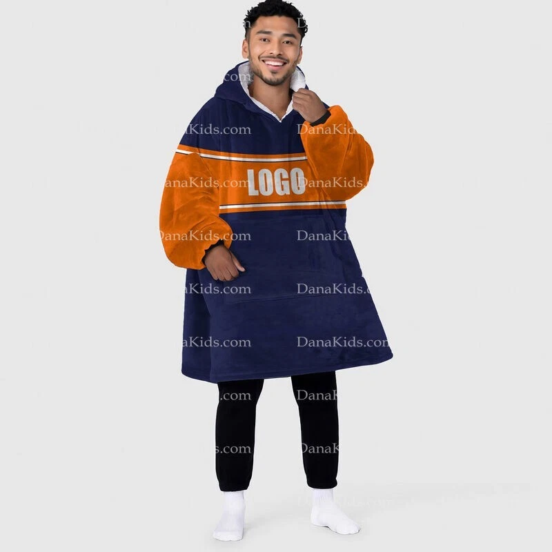Custom Chicago Football Team Blanket Hoodies, Personalized Name Number Oversized