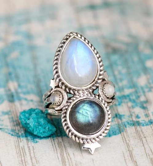 Moonstone Labradorite Band Ring designer Handmade Ring Jewelry All Size