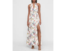 new EXPRESS cutout side floral maxi dress in white 2022 and soldout xs
