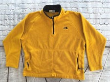 Vintage Mens NORTH FACE Yellow 1/4 Zip Pullover Fleece Sweater USA Made XL
