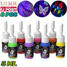 8PCS UINK Tattoo Ink UV Black Light Glowing 8 Colors Inks Professional Pigment