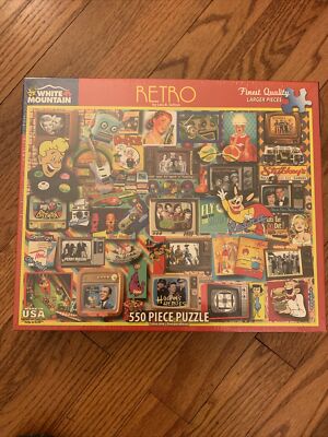 White Mountain 550 PC. ''Retro'' Art Puzzle By Lois B. Sutton -18''x24'' NEW SEALED