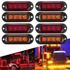 4-12PCS Amber/Red LED Side Marker Clearance Lights Waterproof Trailer Truck RV
