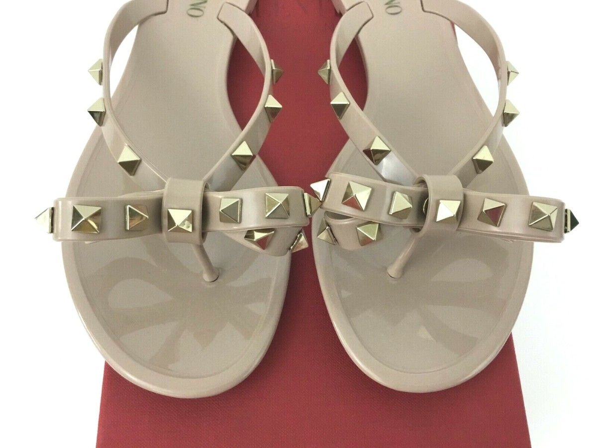 Sz 35 VALENTINO GARAVANI Rockstud Bow Jelly Flip Flop Thong