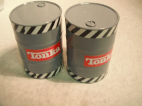 Tonka Toy Set 2 Hobby Plastic Construction Roadwork Oil Barrel Drum 4.5" Truck