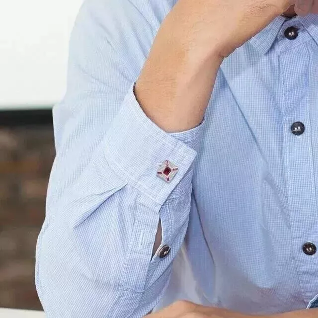 Мужские запонки с рубиновыми бриллиантами изумрудной огранки покрытие белым золотом 14 карат 3 карата Lab Created - Изображение 2 из 4