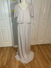 Show Me Your Mumu Women's Taupe Michelle Flutter Maxi Dress Elastic Waist  XXL