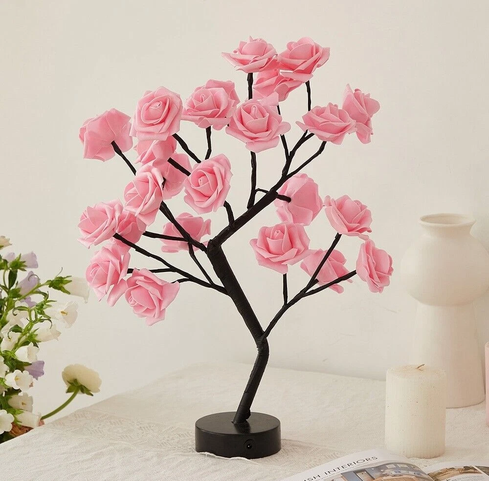 Battery Operated LED Lamp Flower Tree Night Lights Bedroom Decoration Lights