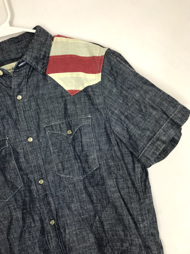 Denim & Supply Ralph Lauren Pearl Snap Chambray Shirt USA Flag, Mens Size Small - Picture 2 of 4