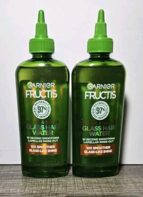 2x Garnier Fructis Sleek & Shine Glass Hair Water 10 Sec Lamellar Rinse Out 6 oz