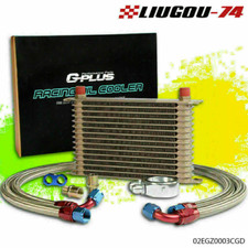Universal 15 Row AN10 Engine Oil Cooler + Filter Adapter Kit + 2 * Oil Lines USA