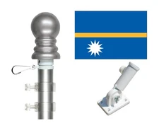 Nauru 3'x5' Polyester Flag & Spinner Flagpole Set w/Adjustable Bracket