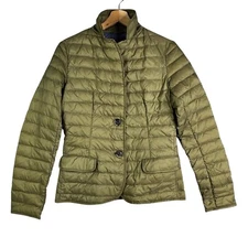 Gimo's Down Quilted Puffer Jacket Coat Size M 42 Long sleeve Green Button up