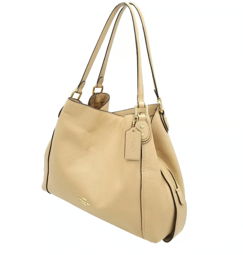 Coach Edie Turnlock Beige Triple Compartment Shoulder Bag | eBay