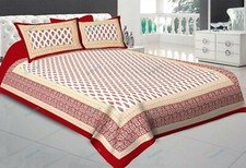 Sanganeri Multi Printed Cotton Double Bed Sheet With 2 Pillow Cover 90x108 KING