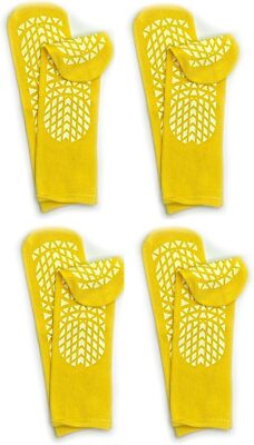 Non Slip Safety Socks Double Sided Tread Hospital Grip Pack of 4 Pairs