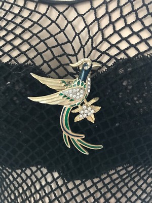 Pfau Brosche Gold Grün Blau Glitzer Selten UVP 34,99£