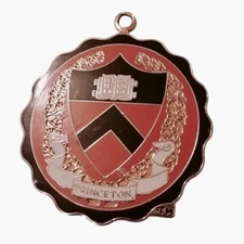 Princeton University Pendant Medallion Code of Arms Charm Red Gold Enamel
