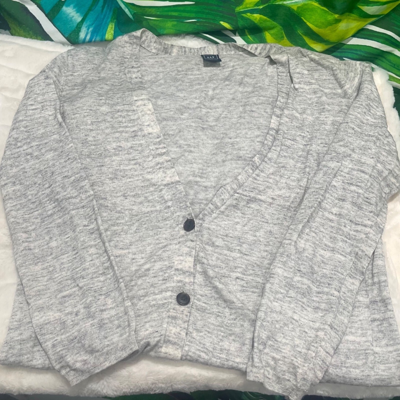 Gap Medium Speckled Grey Long Button Student Scho… - image 1