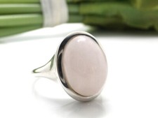 GOLDJUNGE69 * SILBERZEIT  EDELSTEIN RING (17) MILKY MORGANIT OVAL 14mm 925er SIL