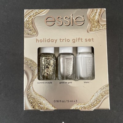  Essie Holiday Trio Nail Polish Set, Good As Gold, blanc, Summit Of Style 