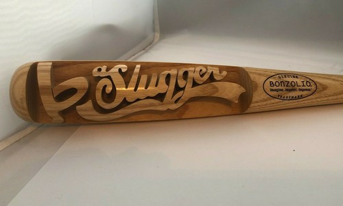 Baseball Bat Miniature Bonzolio Maple Wood with b a slugger carving -17 Inches