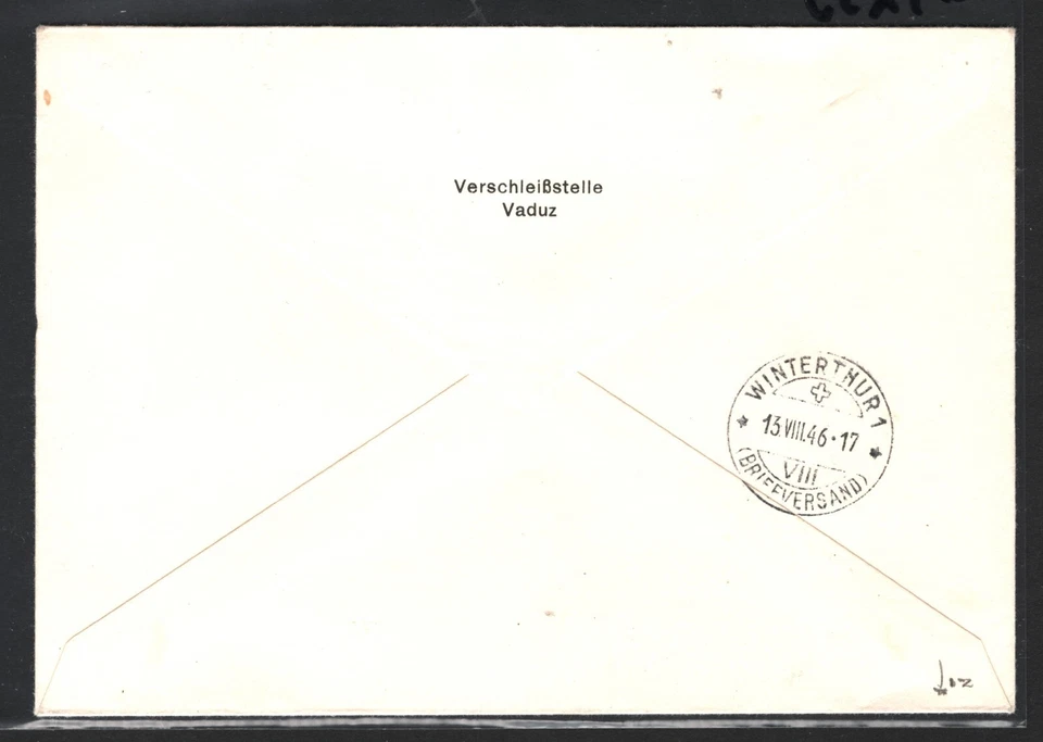 LIECHTENSTEIN Air 1946 FDC Mail-Coach *MINIATURE SHEET* First Day Cover KA259 - Image 3 of 4