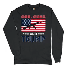 God Guns and Trump Long Sleeve T-shirt American Flag Donald Trump 2024 MAGA
