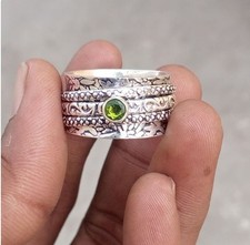 Green Peridot Ring, Beautiful Ring, 925 Sterling Silver Boho Ring All Size R 591