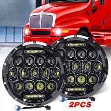 Pair 7 Projector Round Led Headlights Hilo Beam For Kenworth T2000 1997-2011