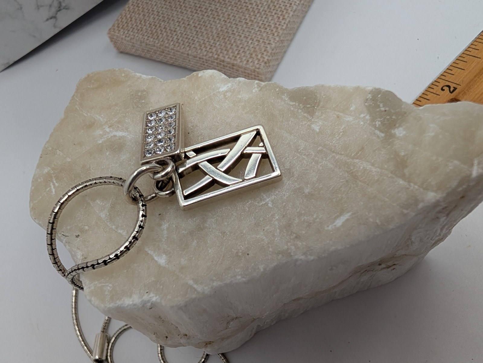 Brighton Silver Tone Rectangular Sparkle Pendant … - image 3