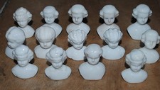 14 antique German glazed doll heads with shoulder,unpainted 0201