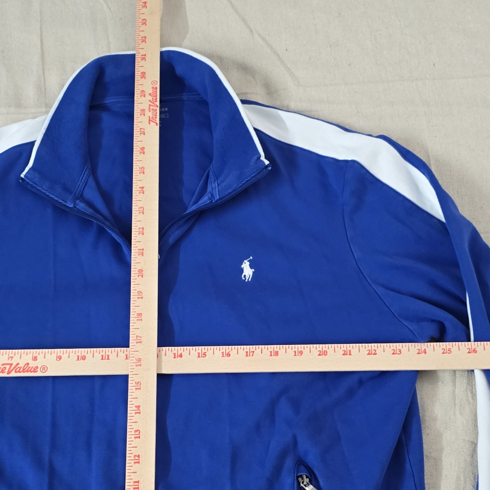Polo Ralph Lauren Track Jacket taglia XL blu bianco pony full zip