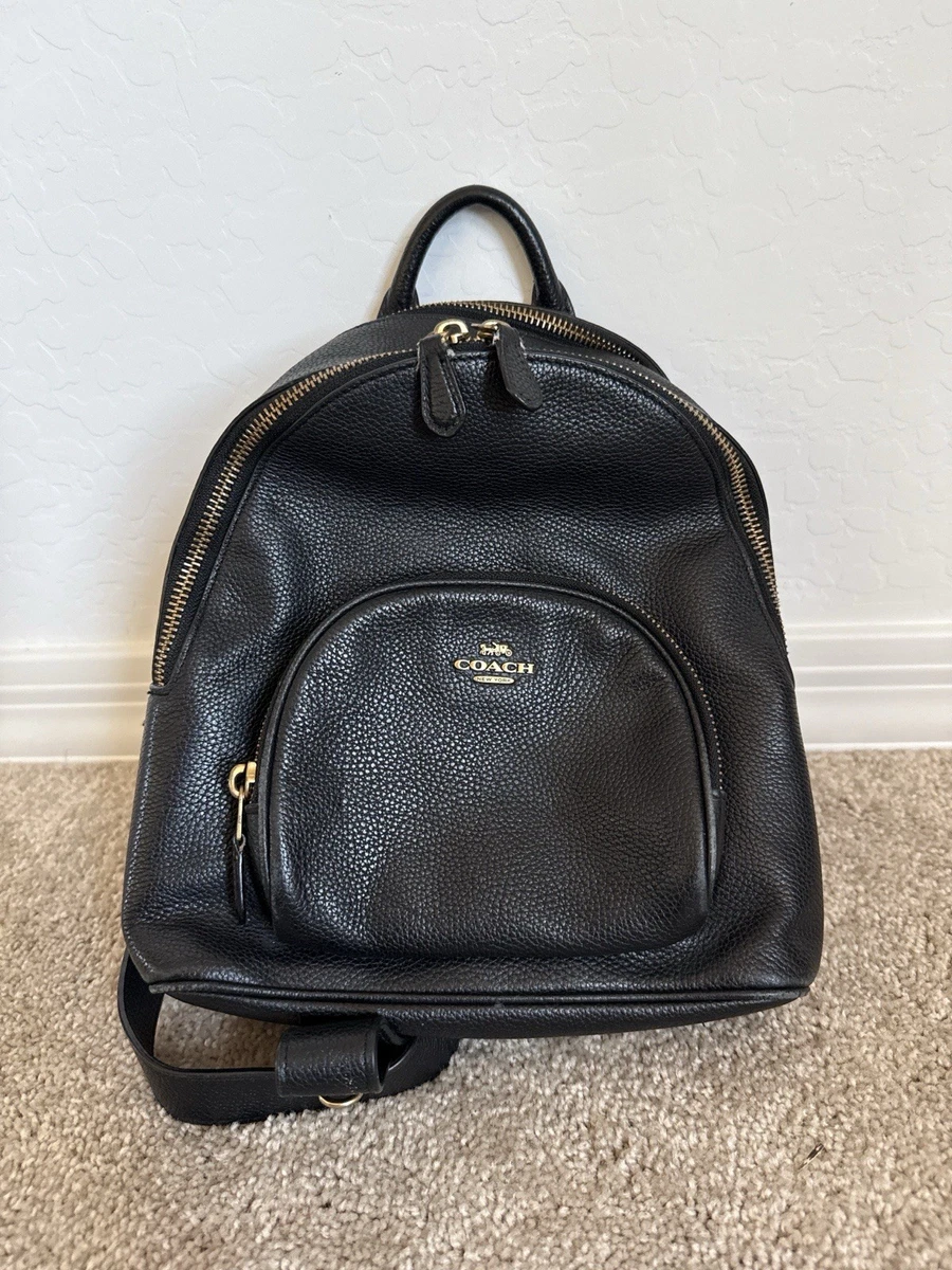 バッグ COACH Mini Backpack Black Gold Hardware Coach Mini Backpack Black Pebbled Leather Gold Hardware Small