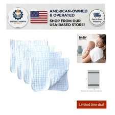 Extra Absorbent Muslin Burp Cloths - Soft Cotton for Your Baby's Comfort 4 Count