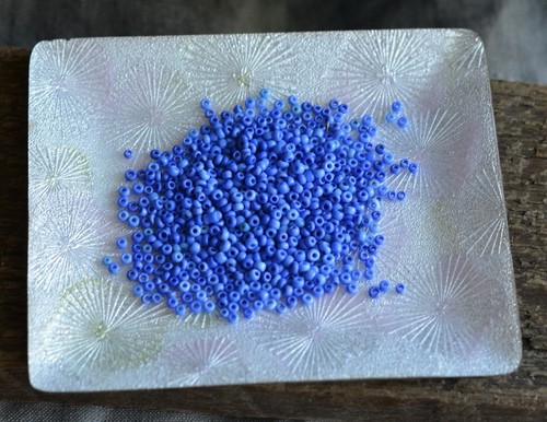 Antique Venetian Opaque Denim Blue Seed Beads, African Trade, 16bpi, 7g