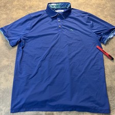 Tommy Bahama Island Zone Polo Shirt SZ M Blue Nylon Stretch Golf SEE FLAWS